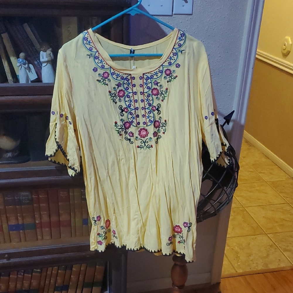 Embroidered Yellow Top